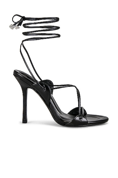 Alexander Wang Lucienne Embellished Glossed-leather Sandals In Black