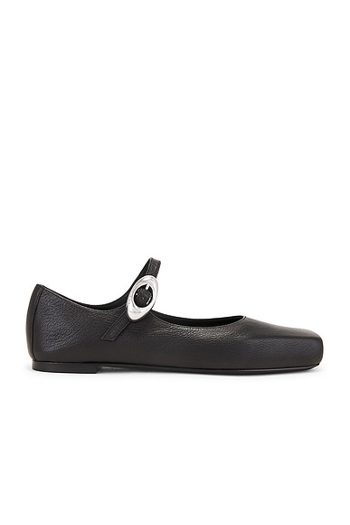 Billie Mary Jane Flat in Black