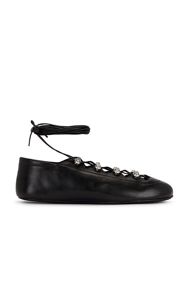 Alexander Wang Vyolette Lace Up Flat in Black