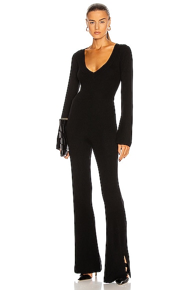 Aya Muse Knit Flare Jumpsuit in Black | FWRD