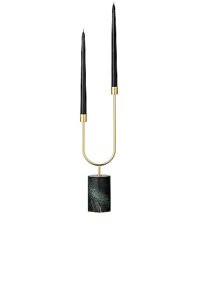 Shop Aytm Grasil Candle Holder In Forest & Gold