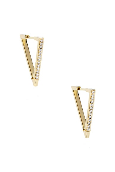 V Pave Diamond Hoop Earrings