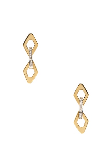 AZLEE Lozenge Diamond Chain Earrings in 18k Yellow Gold & Diamond