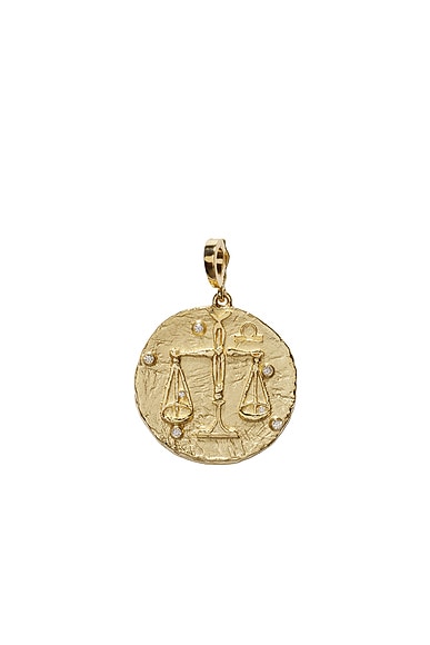 AZLEE Of The Stars Libra Large Coin Charm in 18k Yellow Gold & Diamond