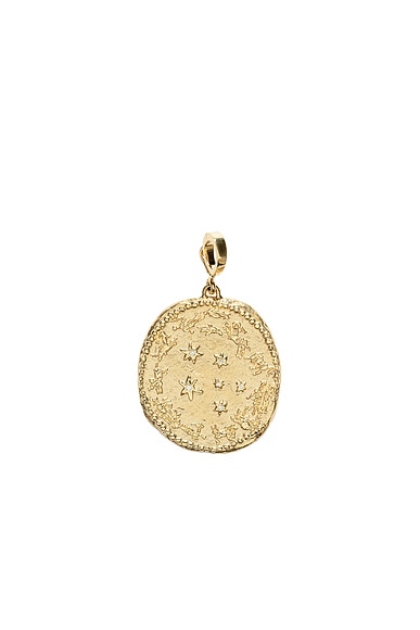AZLEE Zodiac Large Diamond Coin Charm in 18k Yellow Gold