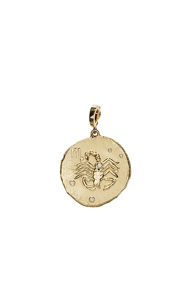 AZLEE Of The Stars Scorpio Large Coin Charm in 18k Yellow Gold & Diamond