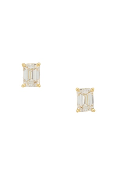 AZLEE Allure Emerald Cut Diamond Stud Earrings in 18k Yellow Gold