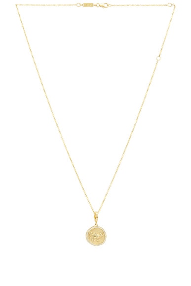 AZLEE Elefante Small Pave Coin Necklace in 18k Yellow Gold & Diamond