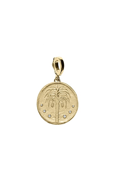 AZLEE Prosperity Palm Small Coin Charm in 18k Yellow Gold & Diamond