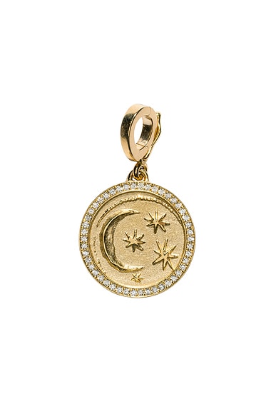 AZLEE Cosmic Small Pave Coin Charm in 18k Yellow Gold & Diamond