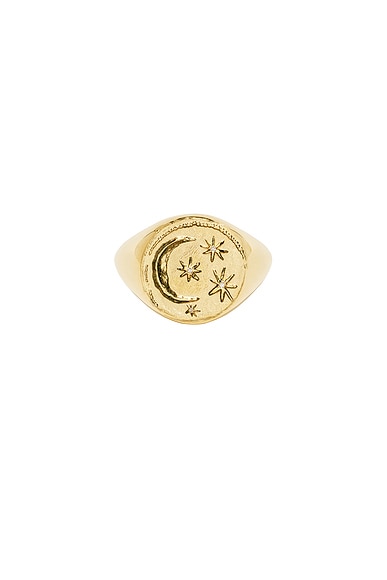 AZLEE Cosmic Coin Ring in 18k Yellow Gold