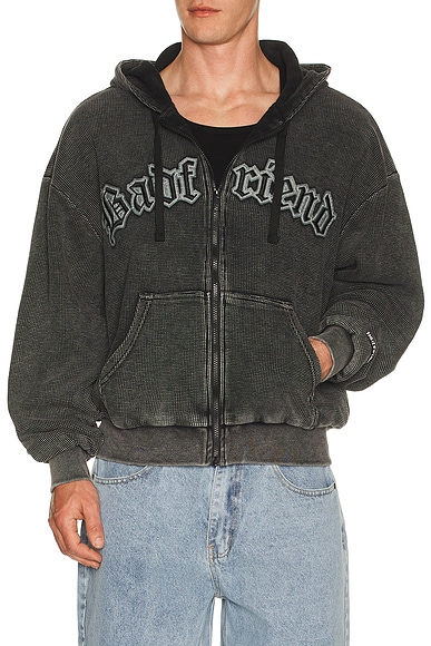 Waffle Knit Full Zip Hoodie