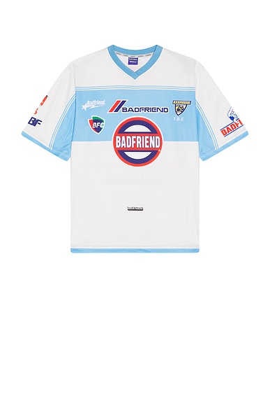 Badfriend Soccer Jersey in Bone & Blue