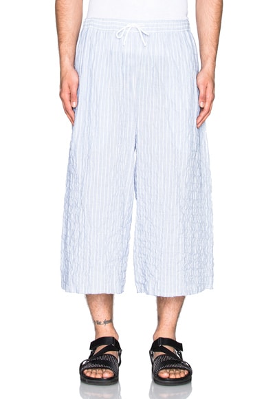 Cotton Stripe Cropped Wide Leg Pants