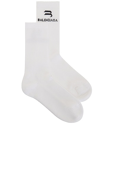 Balenciaga Sporty B Tennis Socks in White