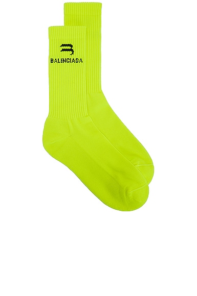 Balenciaga Sporty B Tennis Socks in Yellow
