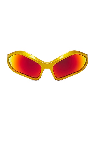Balenciaga Fennec Oval-shape Sunglasses In Yellow & Mirror Red