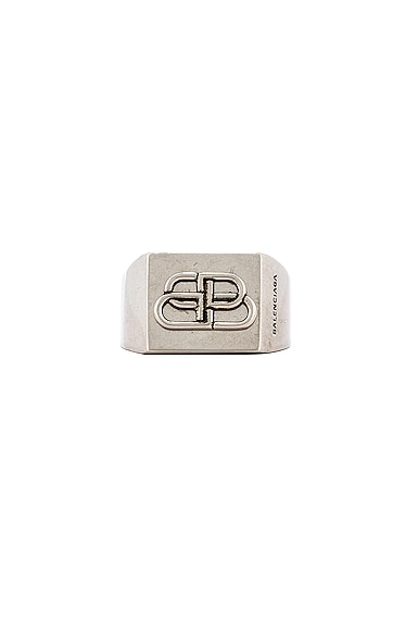 Balenciaga BB Ring in Antique Silver | FWRD