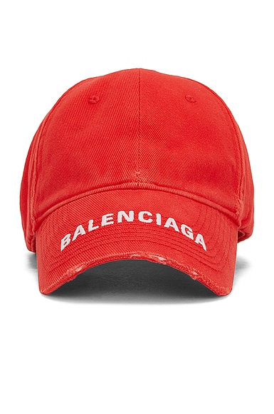 Balenciaga Logo Visor Hat in Red