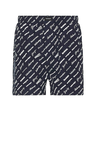 Balenciaga Logomania Pyjama Shorts in Navy