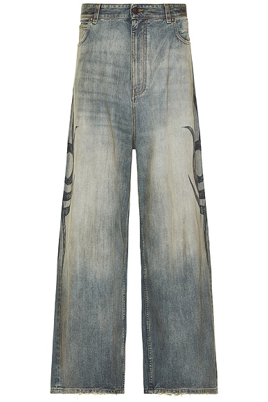 Stretched Knee Baggy Jeans