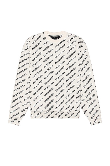Balenciaga Mini Allover Logo Sweater In White