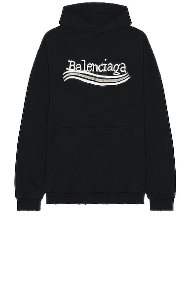 Balenciaga Large Fit Hoodie in Black, Silver, & White