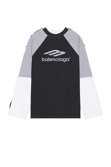 Balenciaga Hybrid Large Sweater in Black, White, & Grey