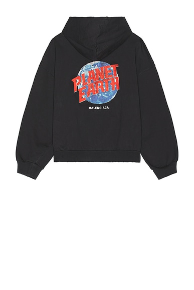 Balenciaga R Zip-Up Hoodie in Washed Black