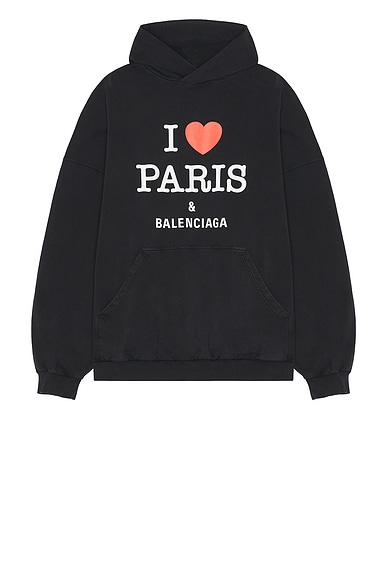 Balenciaga Large Fit Hoodie in Faded Washed Black