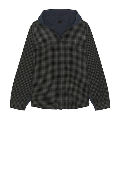 Balenciaga Cut Up Hooded Shirt in Black & Beige