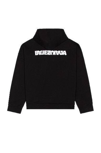 Balenciaga Embroidered Wide Fit Hoodie in Washed Black | FWRD