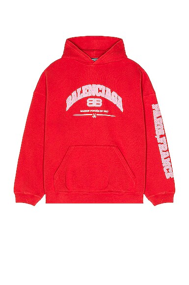 Balenciaga Maison Wide Fit Hoodie in Red