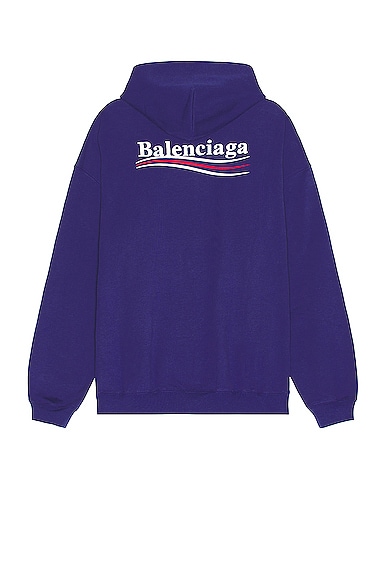 Shop Balenciaga Campaign Large Fit Hoodie In Pacific Blue