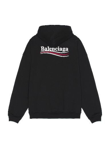 Shop Balenciaga Large Fit Hoodie In Black & White