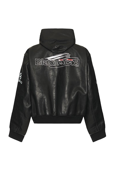 Shop Balenciaga Lined Zip Up Hoodie Jacket In Black