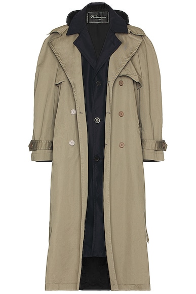 Balenciaga All in Trench Coat in Sand Beige
