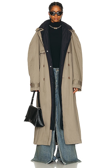 Saint Laurent Oversized Military Studded Jacket in Vintage Army
