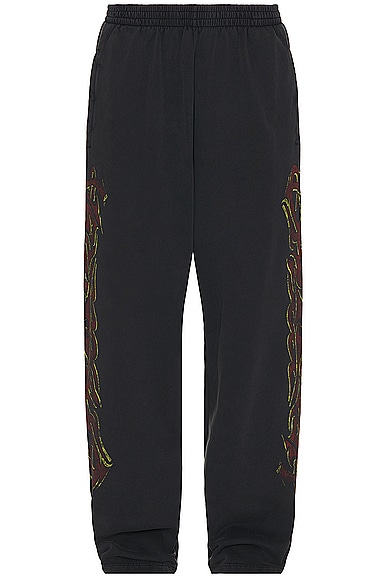 Shop Balenciaga Baggy Sweatpant In Faded Black & Red