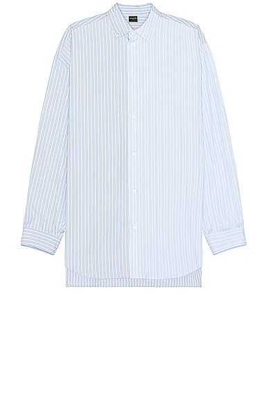 Balenciaga Patched Shirt in Sky Blue & White