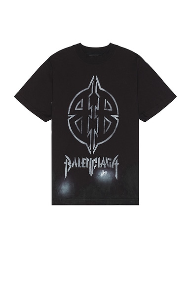 Balenciaga Small Fit T-Shirt in Washed Black & White