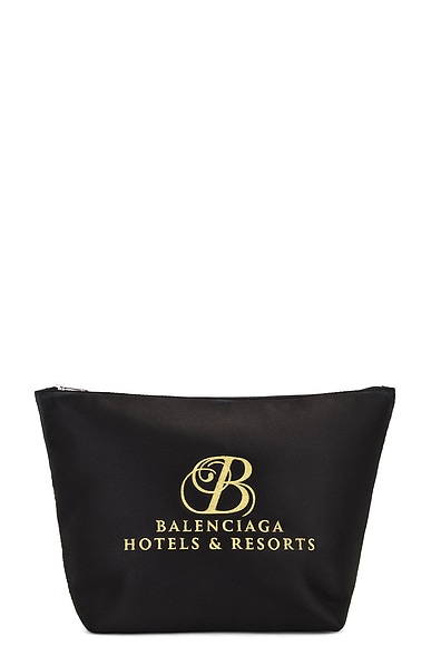 Shop Balenciaga Hotel & Resort Pouch In Black & Gold