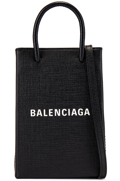 Balenciaga Phone Strap Shopping Bag in Black | FWRD