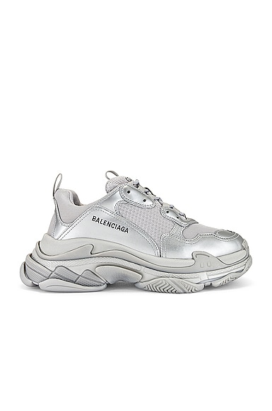 Balenciaga Triple S Sneaker in Metallic Silver