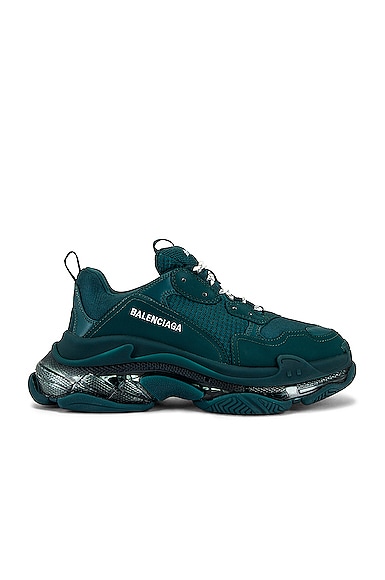Balenciaga Men's Triple S Clear Sole Low Top Trainers In Green