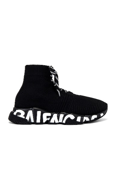 Balenciaga Speed Lace Up Graffiti Sneaker in Black