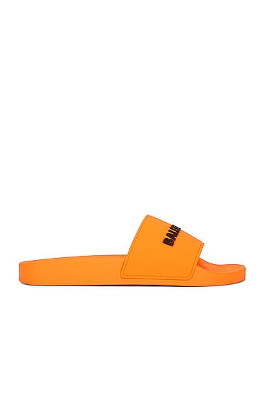 Balenciaga Rubber Logo Pool Slide in Orange