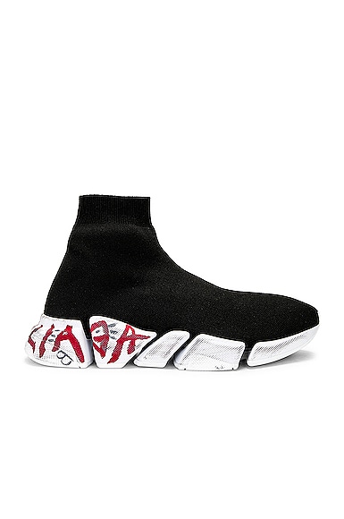 Balenciaga Speed 2.0 Lt Sneaker in Black, White & Red