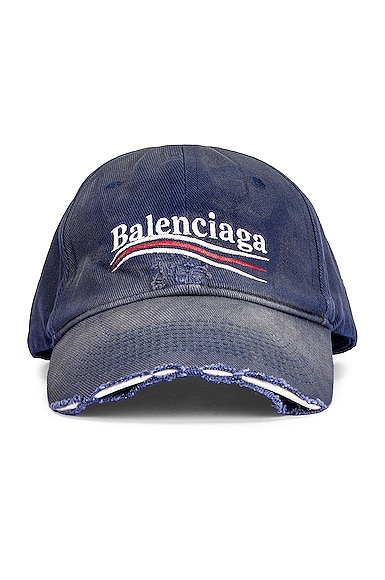 Balenciaga Political Destroyed Baseball Hat in Blue