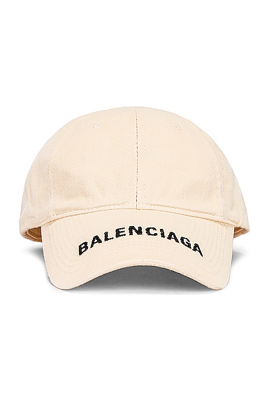 Balenciaga Logo Hat in Ivory